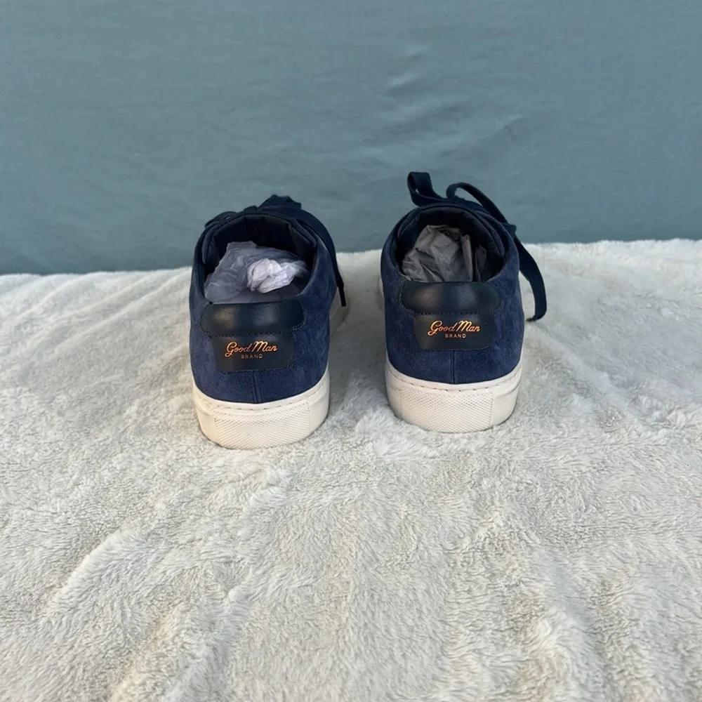 EUC Good Man Brand Blue and White Suede Sneakers with Lace-Up Design Size 8